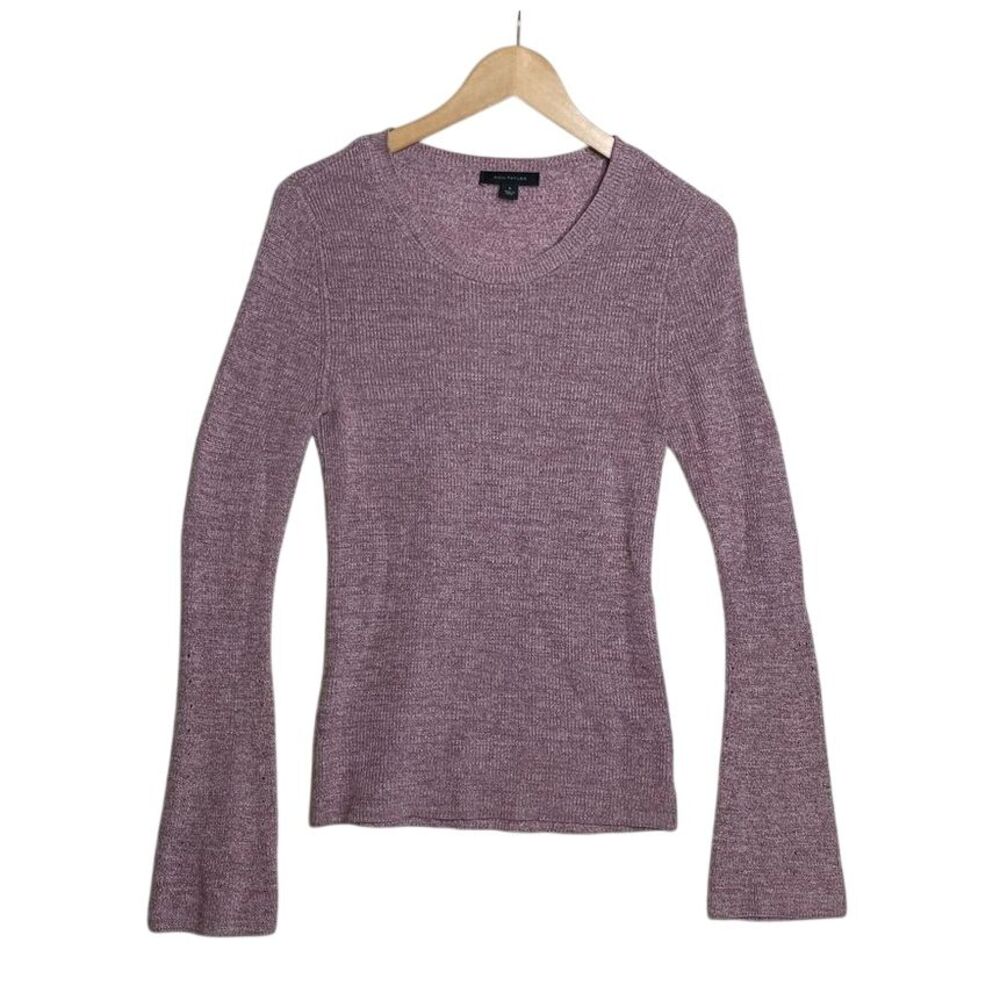 Ann Taylor Ribbed Bell Long Sleeve Purple Top Size Medium